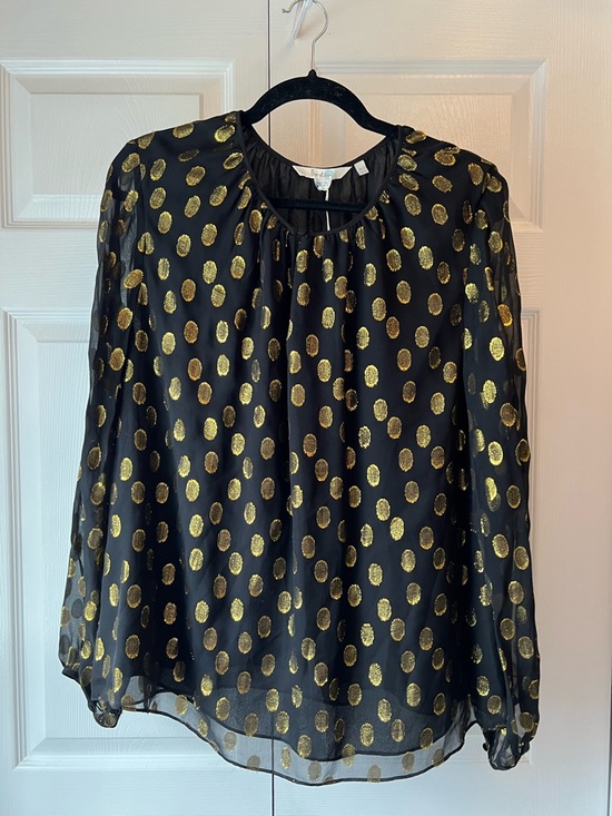 Boden Tops - Boden Black Blouse with Gold Polka Dots
